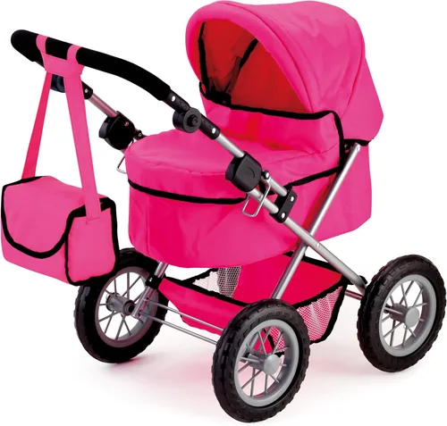 Bayer: Cochecito de moda - rosa intenso - Incluye bolsa de hombro, se adapta a muñecas de hasta 18 pulgadas, mango ajustable, juego de simulación