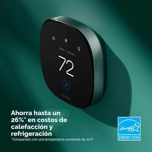 Vista 2 de ecobee Termostato inteligente prémium con sensor inteligente y monitor de calidad del aire, termostato Wifi programable, funciona con Siri, Alexa