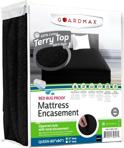 Vista 67 de Guardmax Funda de colchón individual con cremallera, protector de colchón 100% impermeable, suave y absorbente de algodón de rizo superior