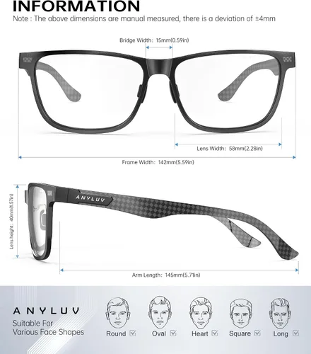 Vista 7 de ANYLUV Blue Light Glasses Men, Carbon Fiber Working Blue Light Blocking Glasses Relieve Eyestrain for Men Women 1-negro/naranja