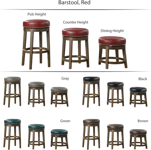 Vista 5 de Lexicon Kenmare Taburete giratorio de altura de mostrador (juego de 2), 24" SH, rojo