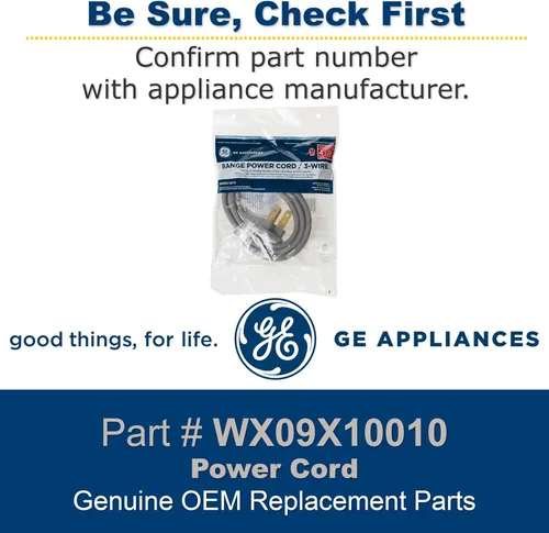 Vista 2 de GE WX09X10010 - Cable de alimentación original OEM (gris) para rango/estufa/hornos GE