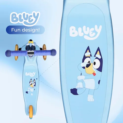 Vista 5 de Kick Scooter for Kids, 3 Wheel Self Balancing, Light Up LED Wheels Bluey 2