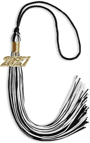 Vista 87 de Endea Graduation - Borla de doble color mixto con fecha dorada (negro/dorado antiguo, 2021)