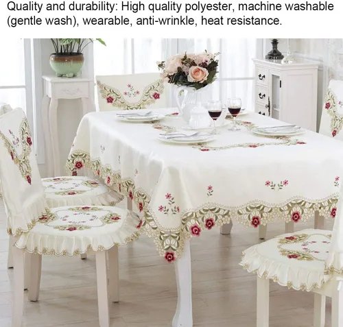 Vista 4 de Mantel a prueba de polvo, mantel rectangular, mantel de estilo europeo para decoración de mesa de comedor y cocina (S), mantel rectangular, mantel a
