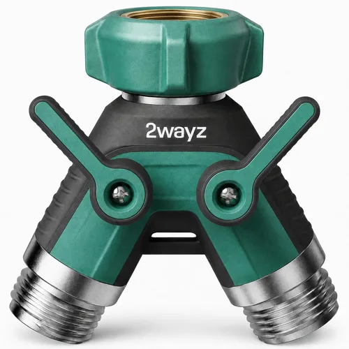 2WAYZ Divisor de Manguera de Agua de Doble Salida - Conector Y de Latón Resistente, Rotación de 360°, Instalación Fácil, Diseño a Prueba de Fugas