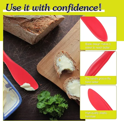 Vista 3 de Esparcidor de mantequilla de plástico, 10 cuchillos multiusos para mantequilla, cuchillos versátiles para glaseado de queso suave, 7 x 1.4 pulgadas