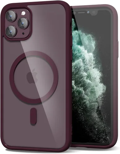 Vista 148 de oakxco Funda magnética transparente compatible con Magsafe, delgada, transparente, no amarillea, híbrida de silicona suave y cubierta protectora