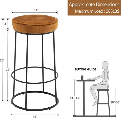 Vista 3 de DUHOME Juego de 2 taburetes de bar, taburete de cocina, taburetes de bar modernos de altura de mostrador, sillas de comedor para desayuno, taburete