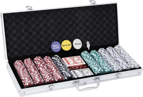 Vista 3 de Smartxchoices Juego de fichas de póquer de 500 piezas de 0.41 oz estilo dados, fichas de póquer de casino de arcilla con estuche de aluminio, dados