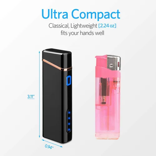 Vista 5 de Encendedor resistente al viento, encendedor de arco eléctrico USB con pantalla de batería, encendedor recargable - para incendioscigarrillos
