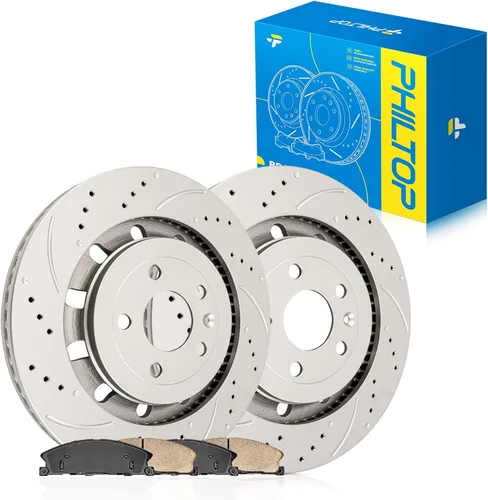 PHILTOP Pastillas y rotores de freno delantero para Ford Explorer 2013-2014, 3.5L 2015-2019, 3.5T 2016-2018, Ford Flex 2013-2014, 2019, Police