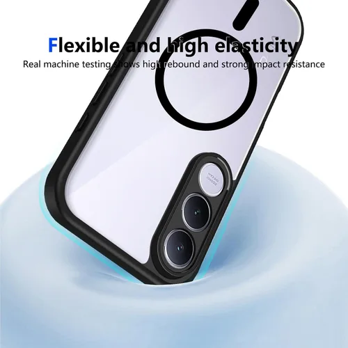 Vista 581 de Funda magnética transparente compatible con Xiaomi 17T, color negro 2 en 1 PC + TPU cubierta de teléfono a prueba de golpes, carcasa protectora