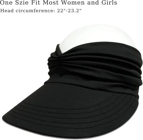 Vista 3 de Mukeyo Sombrero de visera para mujer, ala ancha, viseras de verano, protección UV, plegable, gorra de playa