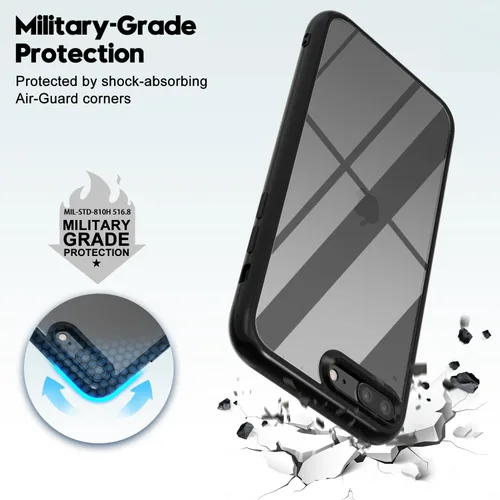 Vista 6 de para iPhone 8 Plus/ 7 Plus Funda Transparente, Funda Híbrida de Teléfono [Plástico Duro y Parachoques de Silicona Suave] Cubierta Protectora delgada