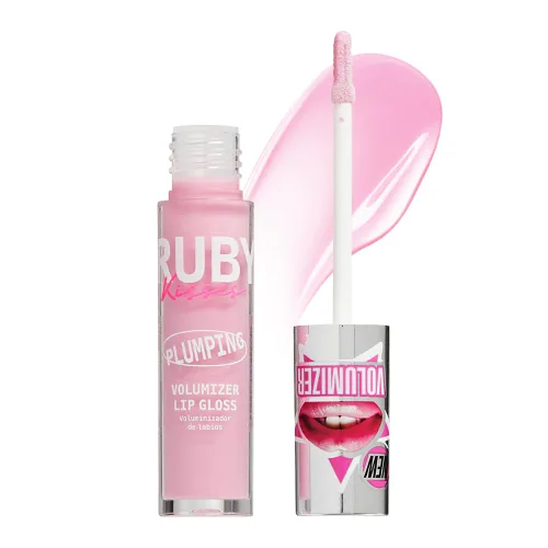 Ruby Kisses Brillo de labios voluminizador, regordete voluminizador hidratante de alto brillo con ácido hialurónico y vitamina E para labios más