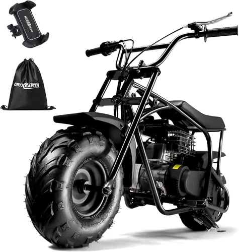 Oryxearth Mini moto de cross para niños, 105 CC de 4 tiempos para niños, a gasolina, con bolsillo todoterreno con aprobación EPA, soporta peso de