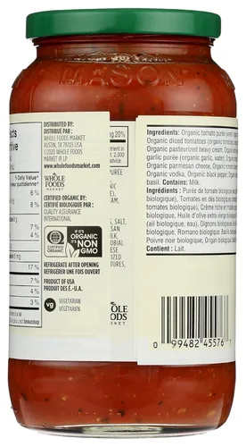 Vista 4 de 365 by Whole Foods Market, Salsa para pasta cremosa orgánica con vodka, 25 onzas