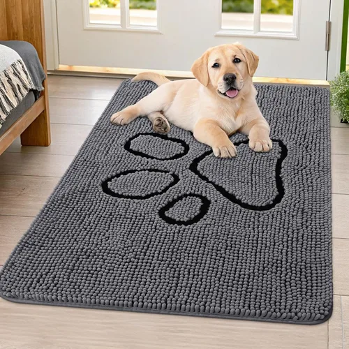 Vista 68 de Smiry Tapete para puerta de perro para patas fangosas, absorbente que atrapa la suciedad, antideslizante, de secado rápido, lavable, tapete