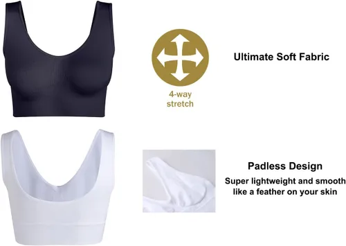 Vista 3 de Bralettes sin aros para mujer, sin relleno, sin costuras, cómodos, sin varillas, paquete de 3