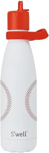 Vista 8 de S'well Botella de agua de acero inoxidable con tapa de popote abatible y asa, 17 onzas, End Zone, recipientes aislados al vacío de triple capa que