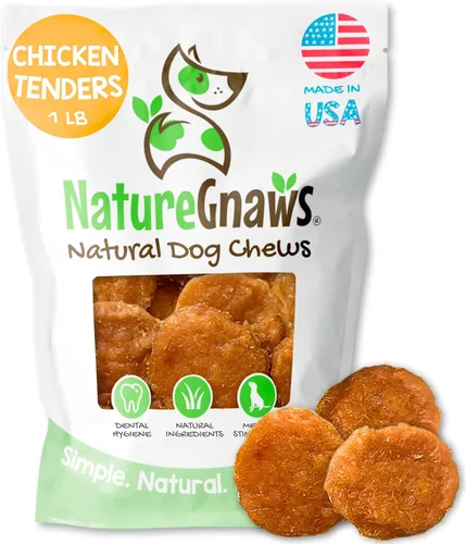 Nature Gnaws USA Chicken Tenders (1 libra) - Deliciosas golosinas para perros sin granos para razas pequeñas, medianas y grandes - masticables