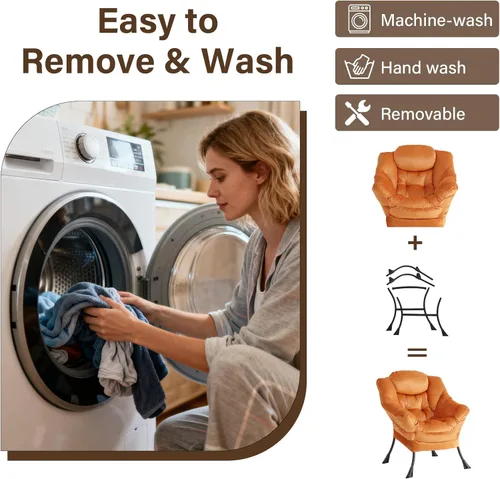 Vista 23 de Welnow Silla Lazy con otomana, moderna silla de descanso con reposabrazos y un bolsillo lateral, sillón para sofá de ocio, sillón de lectura