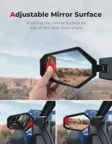 Vista 2 de KEMIMOTO UTV Espejos Laterales y Espejo Central Compatibles con Can Am Maverick Trail Sport MAX 2018-2025 Commander Espejo Retrovisor Ajustable