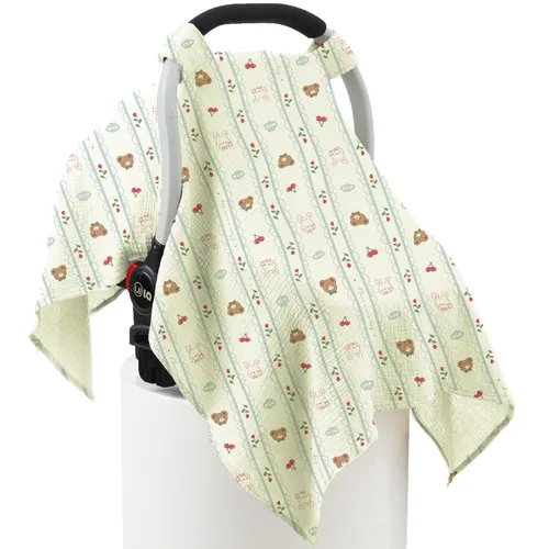 Vista 8 de Funda de asiento de automóvil 100% muselina de algodón para bebé, cubierta de toldo para asiento de automóvil, fundas de ajuste universal para niños