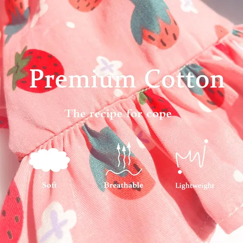 Vista 7 de Juego de arnés y correa para perro pequeño, vestidos de princesa para cumpleaños, vestidos de cachorro con estampado de frutas suaves, ropa