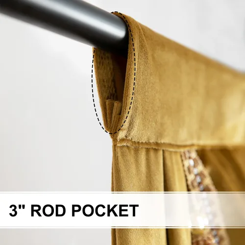 Vista 4 de VOGOL Cenefa de cortinas de terciopelo grueso para dormitorio, cenefas de cascada de lujo con aislamiento térmico dorado para sala de estar formal
