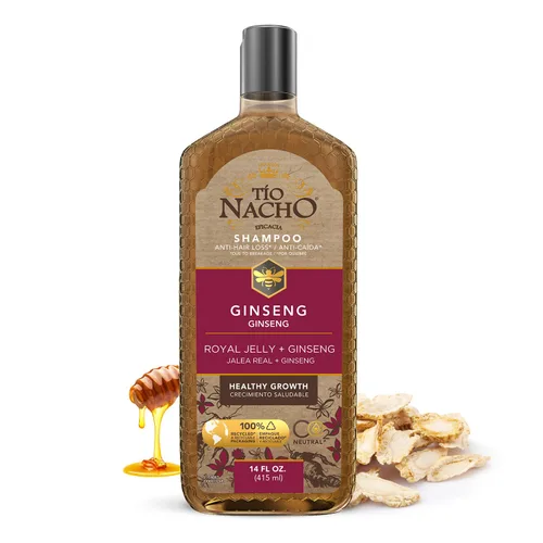 Vista 10 de Tio Nacho Champú de ginseng con jalea real, champú para el crecimiento del cabello a base de hierbas para cabello más fuerte y saludable, ginseng