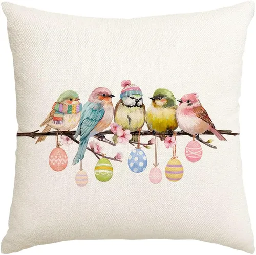 Vista 23 de RABUSOFA Fundas de almohada de Navidad de 20 x 20 pulgadas, decoración de invierno de pájaros, fundas de almohada de Navidad, decoración de pájaros
