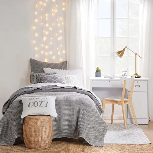 Vista 32 de Levtex Home Mills Waffle - Juego de colcha individual (84 x 104 pulgadas) con 1 funda de almohada (26 x 20 pulgadas), Adobe, juego de colcha 100%