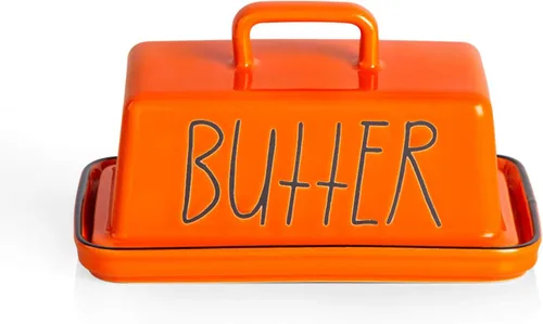 Sweejar Mantequillera de cerámica con tapa con asa, mantequilla grande de porcelana de 7.3 pulgadas con tapa, perfecto para mantequilla de este y