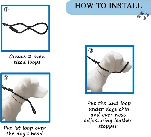 Vista 6 de Multifuncional Figura 8 Cabeza acolchada Cabestro Caminar Entrenamiento Tapón de Cuero Cuerda Slip Correa Perro Correa Bozal (Bronceado)