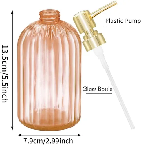 Vista 2 de Ambre - Paquete de 2 dispensadores de jabón de cocina de 14 onzas con bomba, botella transparente para jabón de manos o platos