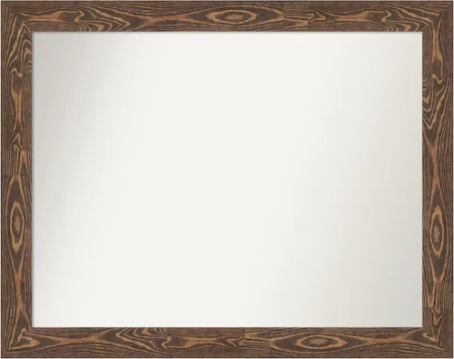 Vista 100 de Amanti Art Espejo de baño marrón para sobre fregadero, 26 x 26 pulgadas, espejo de tocador cuadrado marrón rústico Alexandria, marco de madera