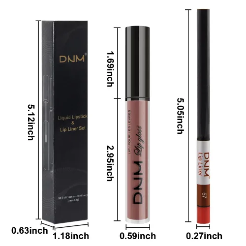 Vista 6 de AMY'S DIARY Juego de 2 piezas de delineador de labios y lápiz labial mate color marrón palisandro, tinte de labios verde brillo labial lápiz labial