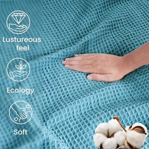 Vista 4 de De algodón- Cobija de 100 % algodón de alta calidad suave y térmica - envuélvete en estas cobijas de algodón súper suave y acogedoras - perfectas