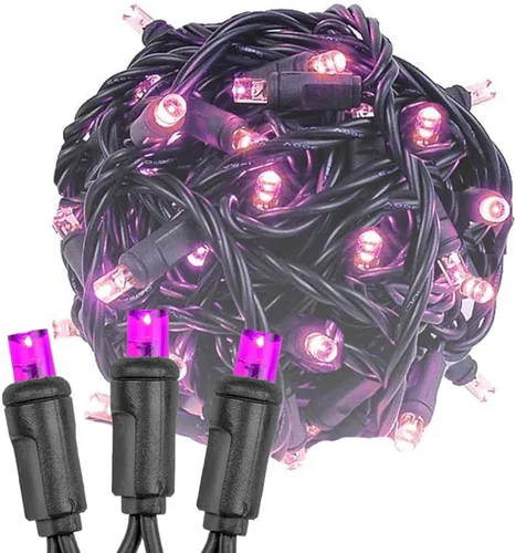 Vista 11 de Novelty Lights Cadena de luces de Navidad de 11 pies, 50 bombillas LED azules en cable negro, espaciado de 2.5", iluminación de grado comercial
