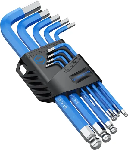 Vista 11 de Juego de 9 Llaves de Estrella T10 a T50, Llaves Torx Llaves Hexagonales con Codificación Visible y Revestimiento Antideslizante, Llave de Estrella