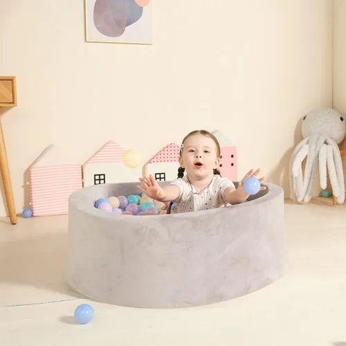 Vista 3 de TRENDBOX Piscina de pelotas de espuma para niños pequeños, 35x11 pulgadas, piscina de bolas suave para bebés con cubierta de terciopelo lavable