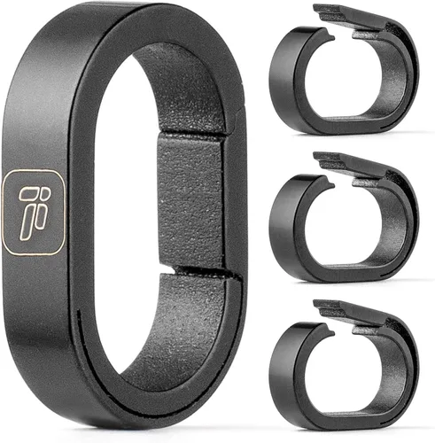 Vista 9 de FEGVE TC4 Titanium Small Mini Key Chain Rings Connector, Easy Open Negro paquete de 2