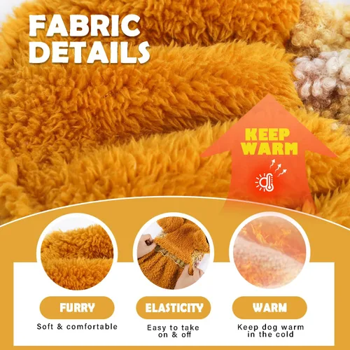Vista 4 de Vestido de suéter para perro, vestidos de otoño para perros pequeños, suéteres de invierno de princesa para cachorros, ropa para mascotas (naranja)