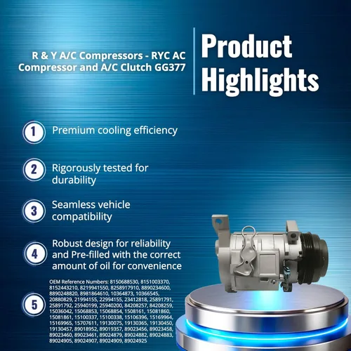 Vista 2 de RYC Compresor de aire acondicionado automotriz GG377 (2 agujeros de montaje)