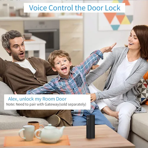 Vista 6 de Harfo Cerradura de puerta de huellas dactilares, control completo de aplicación resistente, teclado sin llave con mango reversible, perfecto