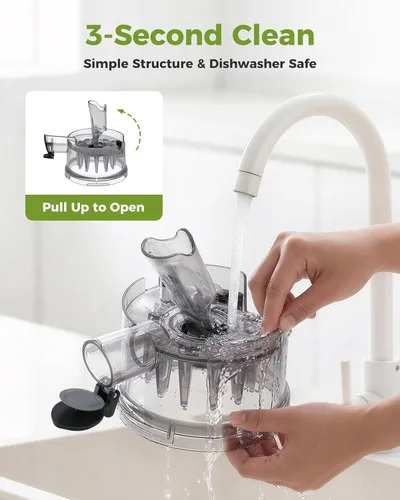 Vista 5 de TUUMIIST Exprimidor de prensa en frío 3 en 1, exprimidores de masticación Smart Touch para frutas y verduras enteras, exprimidor lento de 6.5