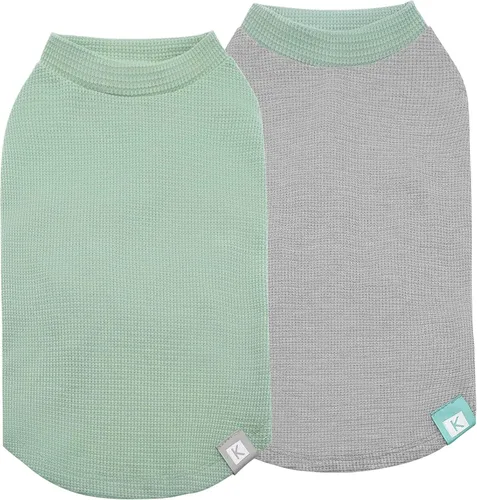 Vista 12 de KYEESE Paquete de 2 camisas para perro con punto gofre, camisetas ligeras sin mangas para perros pequeños, niños y niñas, chaleco transpirable