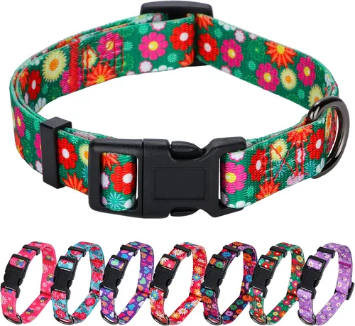 Vista 8 de Rhea Rose Collar de perro para perros pequeños con patrón floral para hembras y perros, talla S